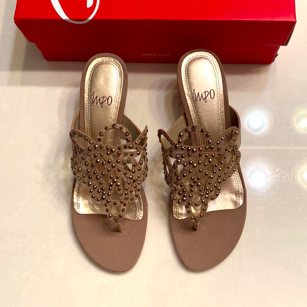 Impo embellished dress sandals taupe size 7.5 new - Picture 2 of 5